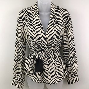 3/$30 Talbots Zebra Print Silk Faux Wrap Blouse